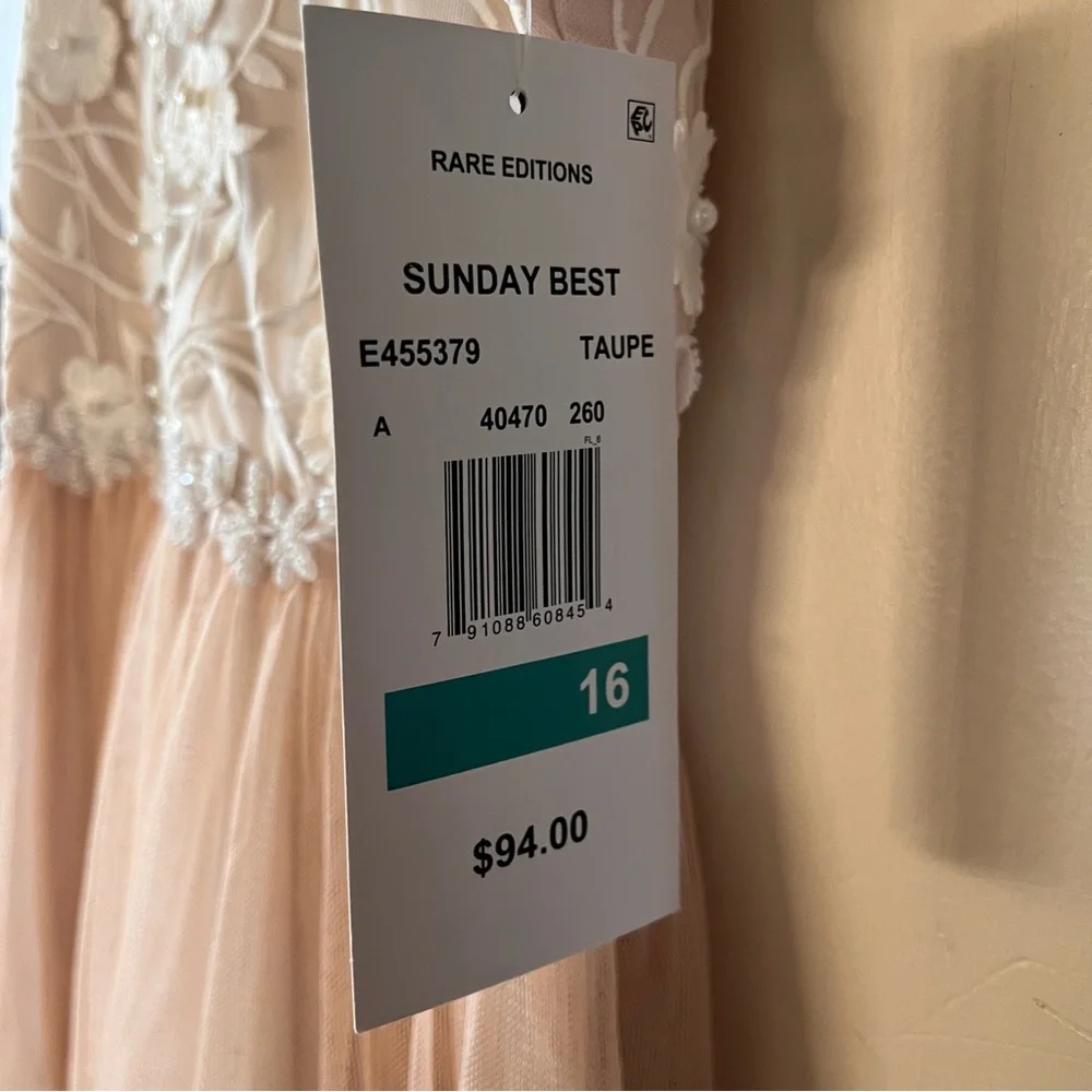 Rare Editions Sunday Best Taupe Dress, Girls Size 16 - Picture 8 of 12
